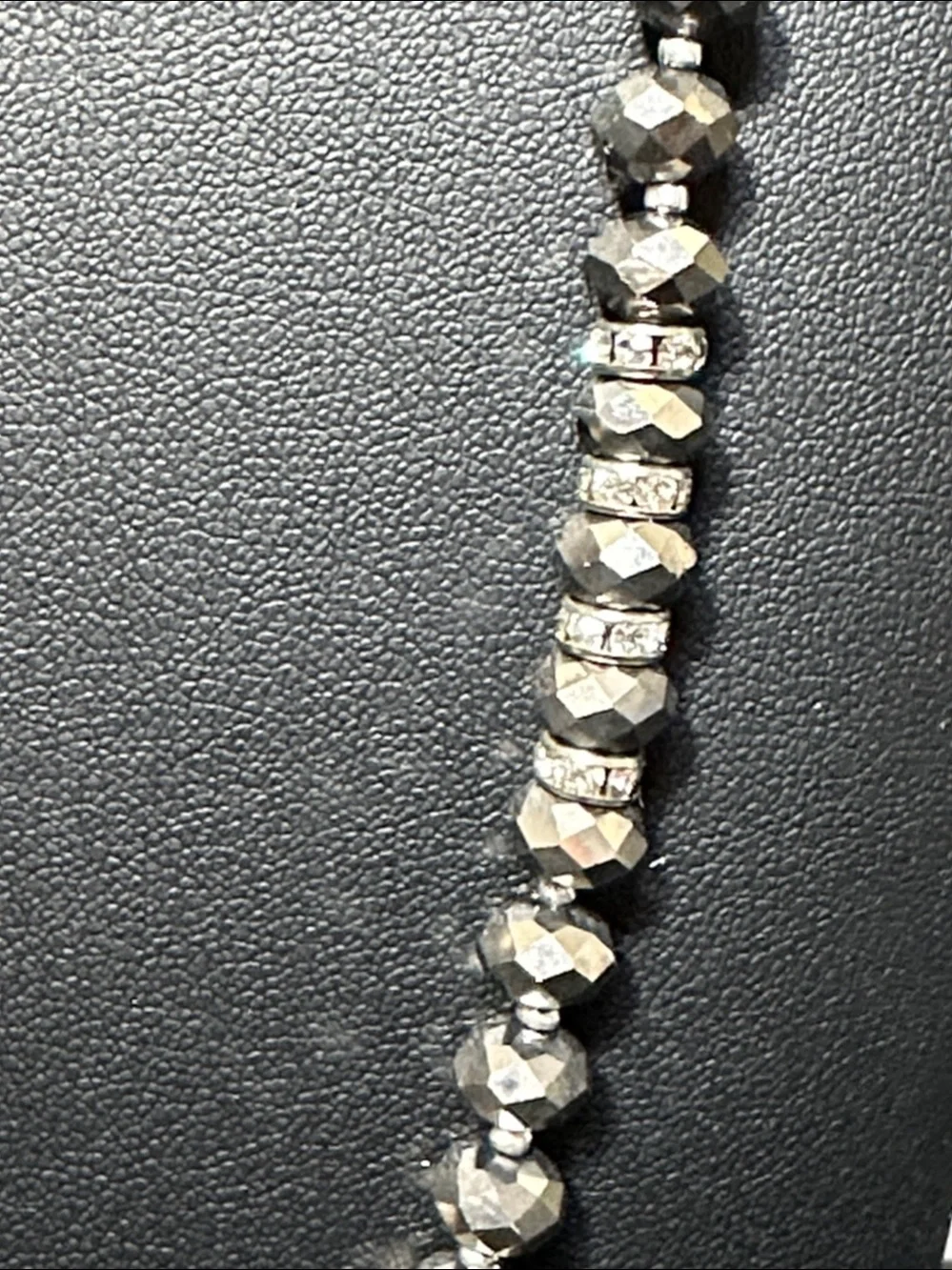 Banana Republic Smoky Gray Faceted Glass Bead Single Strand Necklace